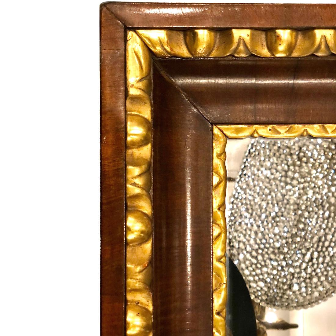 Italian Biedermeier Walnut and Giltwood Mirror For Sale