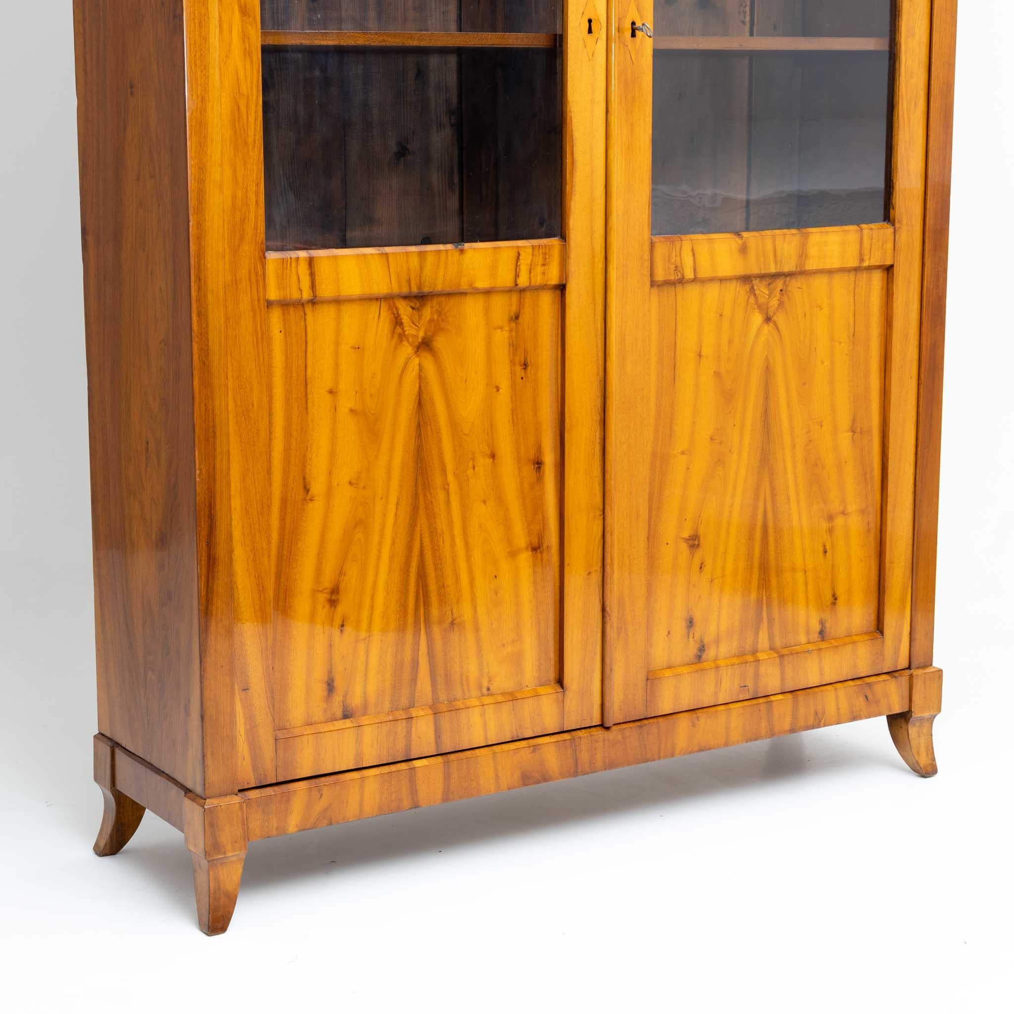19th Century Biedermeier Walnut Bookcase with Glazed Doors, Southern Geramny, circa 1820