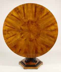 Biedermeier Walnut Centre Hall Table with Ebonized Pedestal