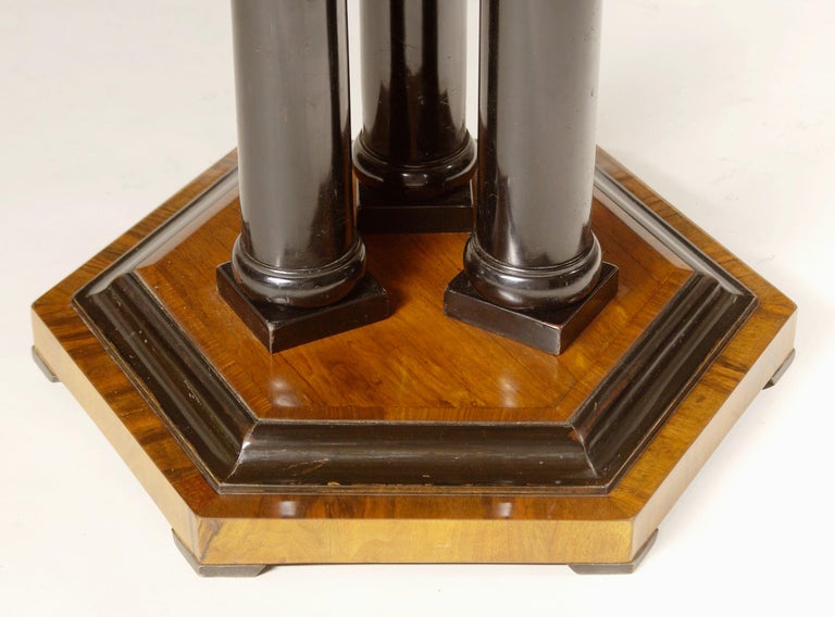 Biedermeier Walnut Centre Hall Table with Ebonized Pedestal In Good Condition For Sale In Hudson, NY