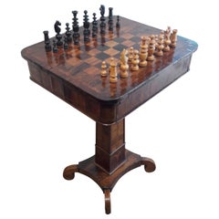 Biedermeier Walnut Chess Table