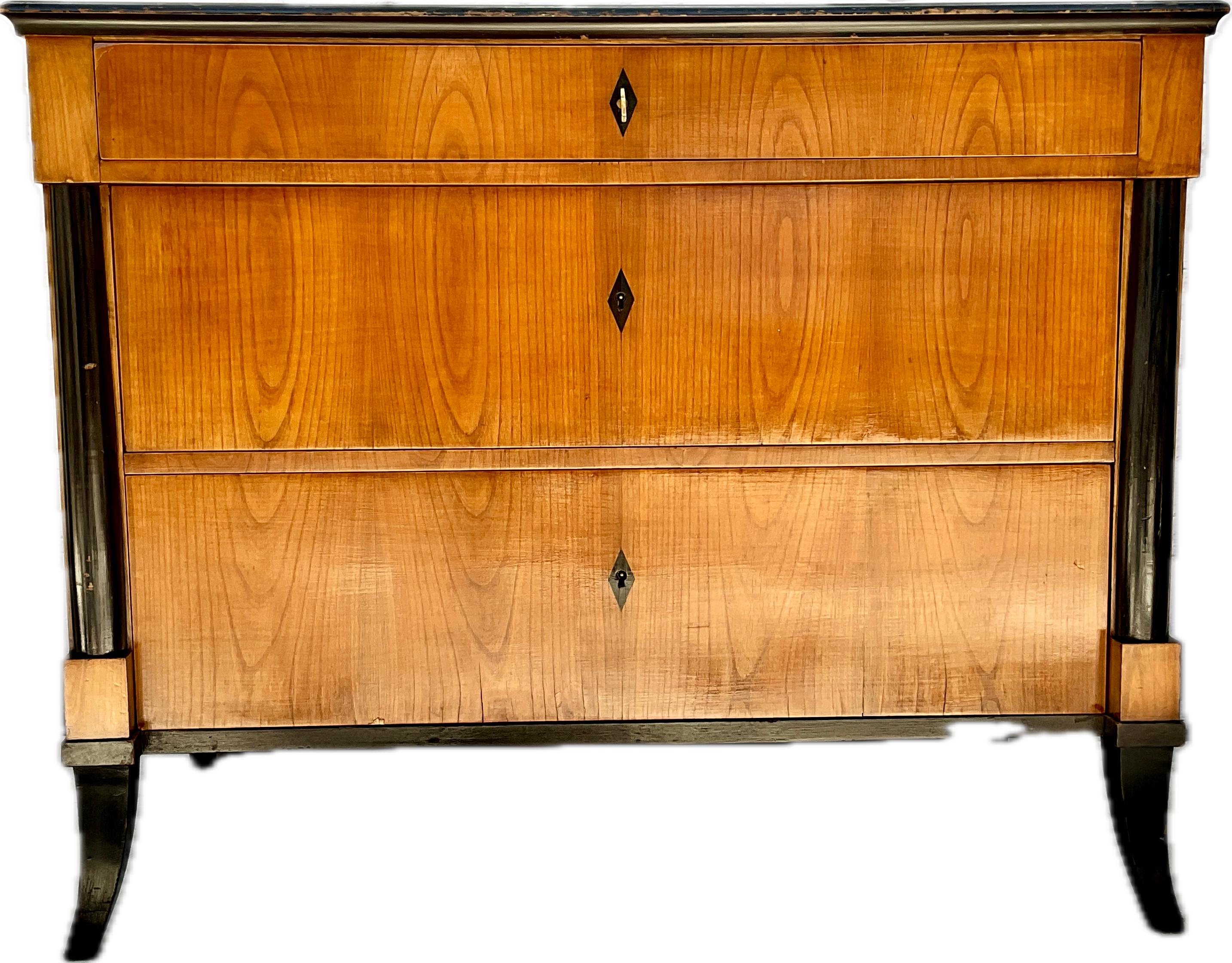 German Biedermeier Walnut Chest of Drawers
