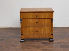 Biedermeier Walnut Chest with Ebonized Accents and Figural Mounts, 19th Century