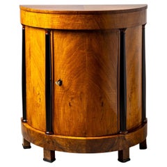 Biedermeier Walnut Demilune Cabinet with Ebonized Details, Germany