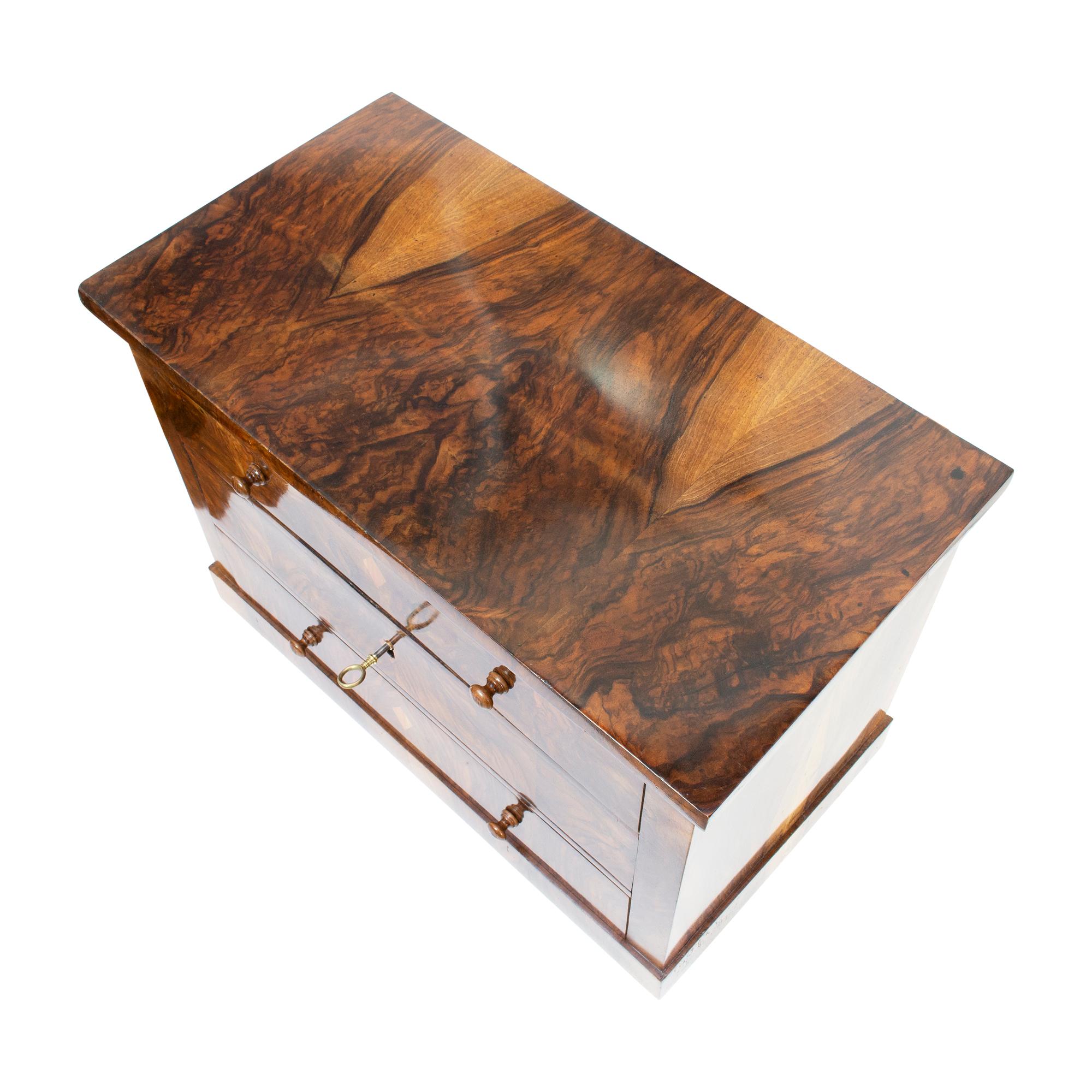 19th Century Biedermeier Walnut Miniatur Chest of Drawers For Sale