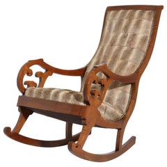 Antique Biedermeier Walnut Rocking Chair, Germany, 19th Century