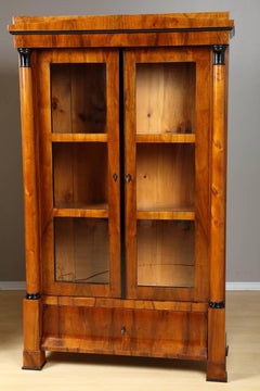 Biedermeier Walnut Vitrine Bookcase, circa 1840