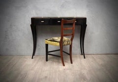 Biedermeier Walnut Wood and Velvet Austrian Desk Chair, 1820