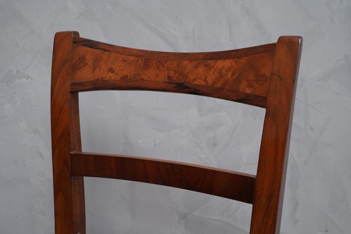 Early 19th Century Biedermeier Walnut Wood and Velvet Austrian Chair, 1820 For Sale