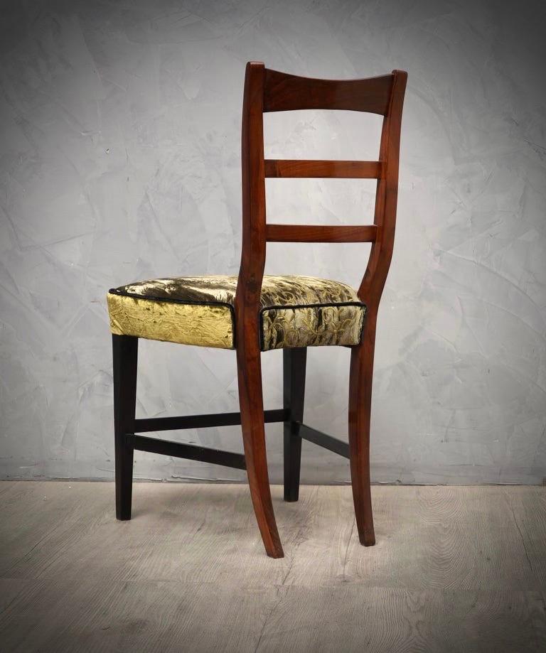 Biedermeier Walnut Wood and Velvet Austrian Chair, 1820 For Sale 2