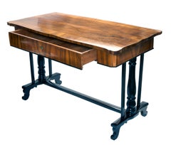 Biedermeier Walnut Writing Desk/Ebony Base