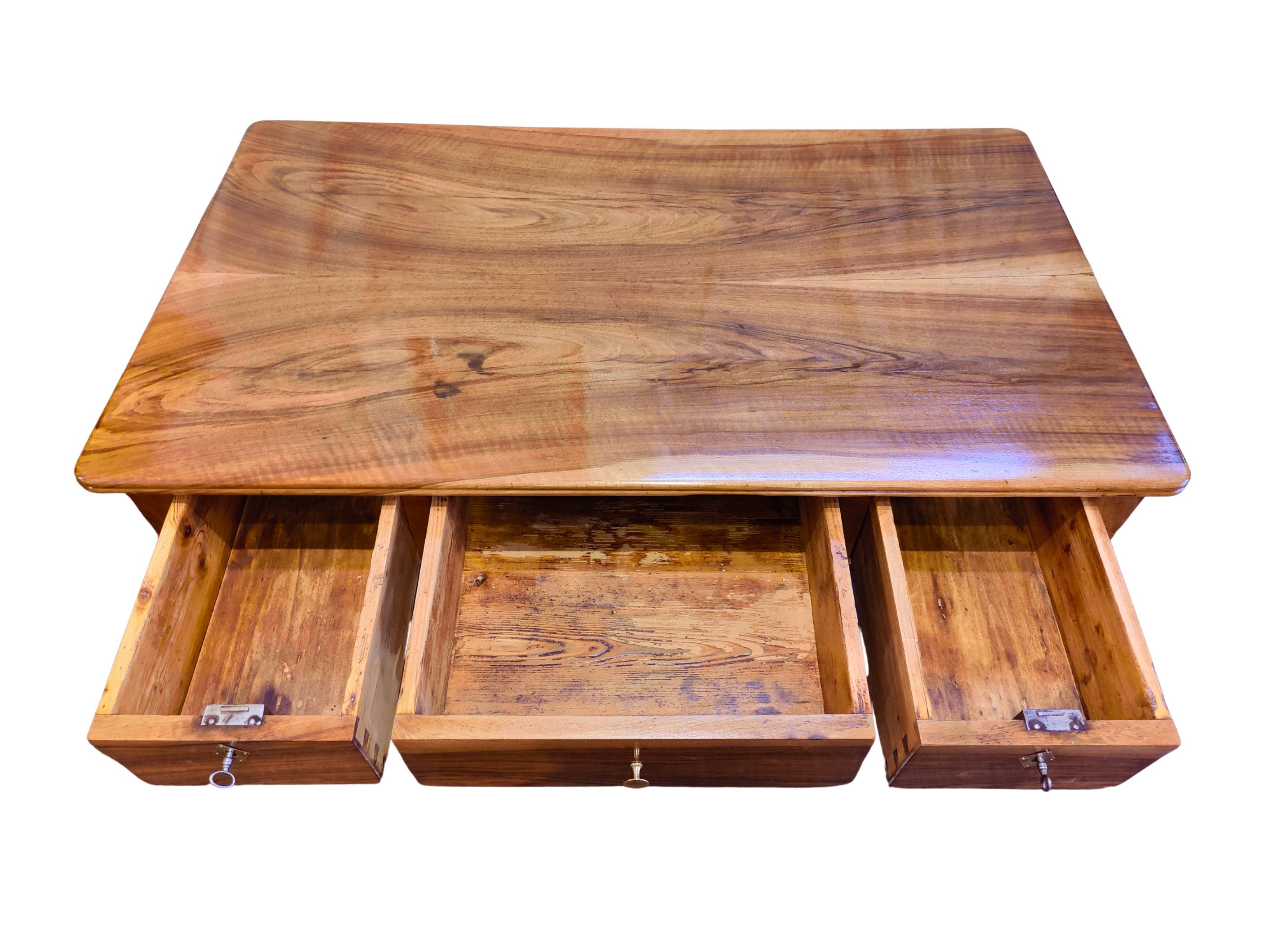 Biedermeier Walnut Writing Desk Table, South Germany circa 1825 In Good Condition For Sale In Darmstadt, DE