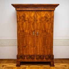 Biedermeier Wardrobe, Hand-Polished Walnut, Germany, Circa 1825