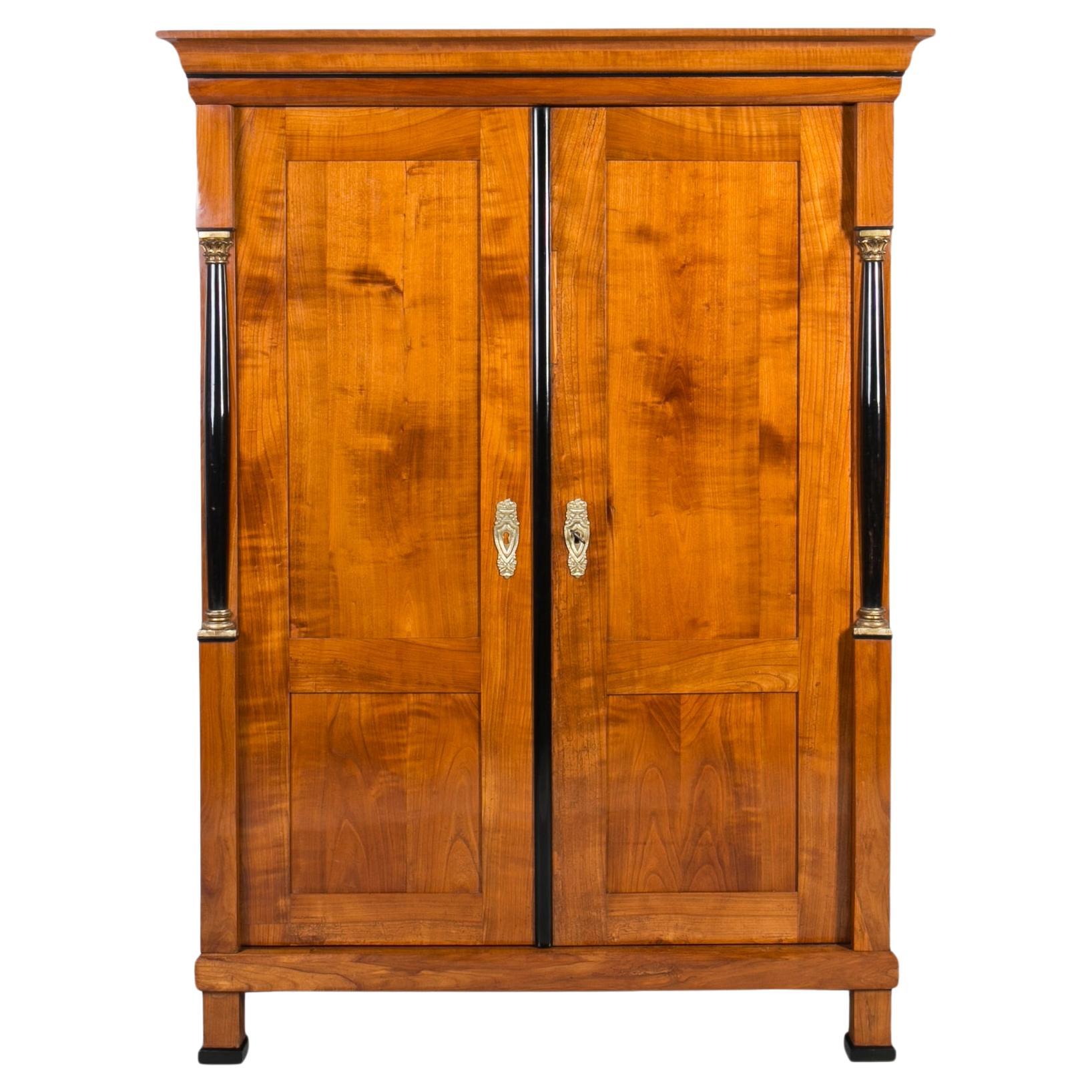 Biedermeier Wardrobe in Solid Cherrywood, Germany, 19th Century