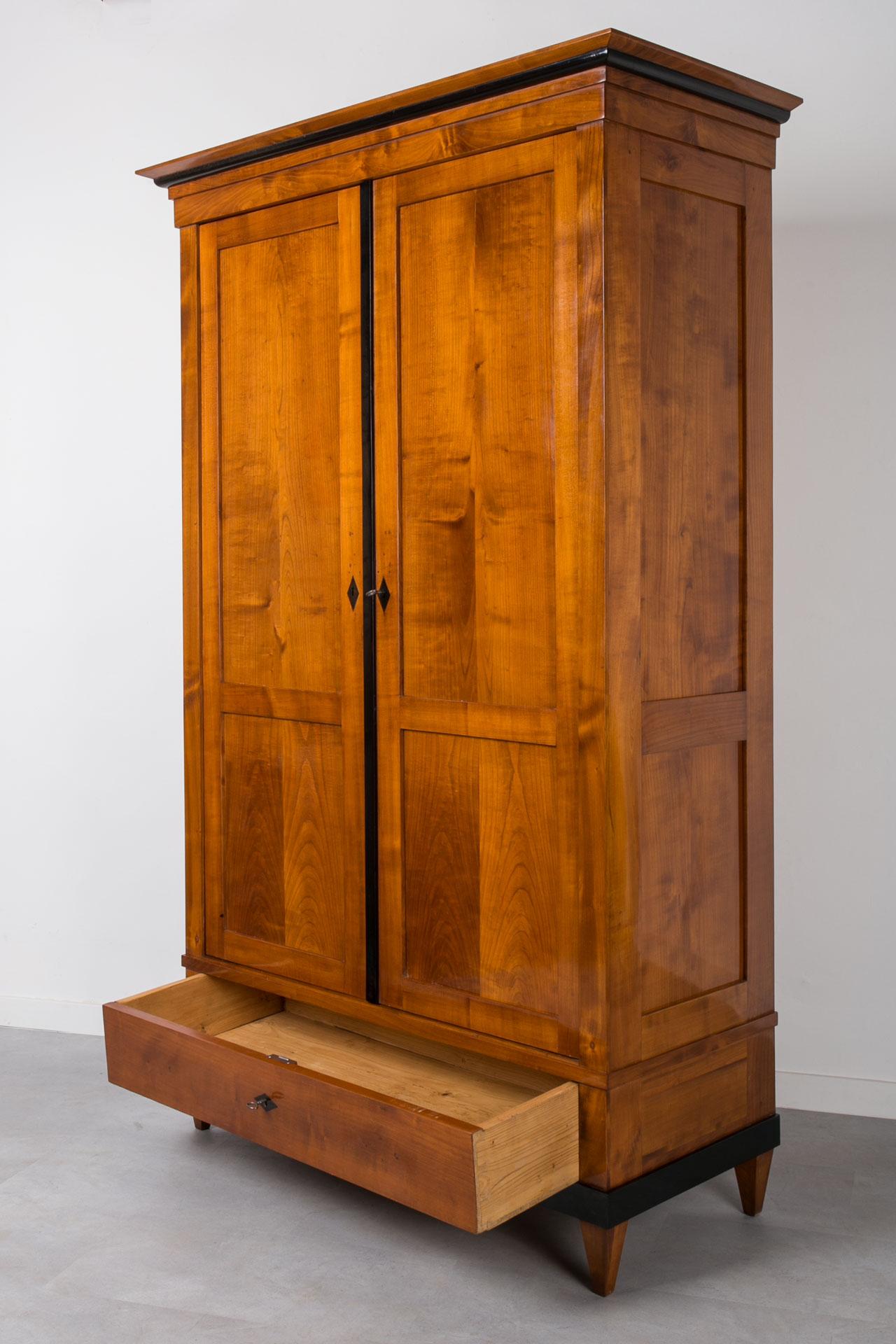 Biedermeier Wardrobe in Solid Cherrywood Veneer, Germany, 19th Century 1