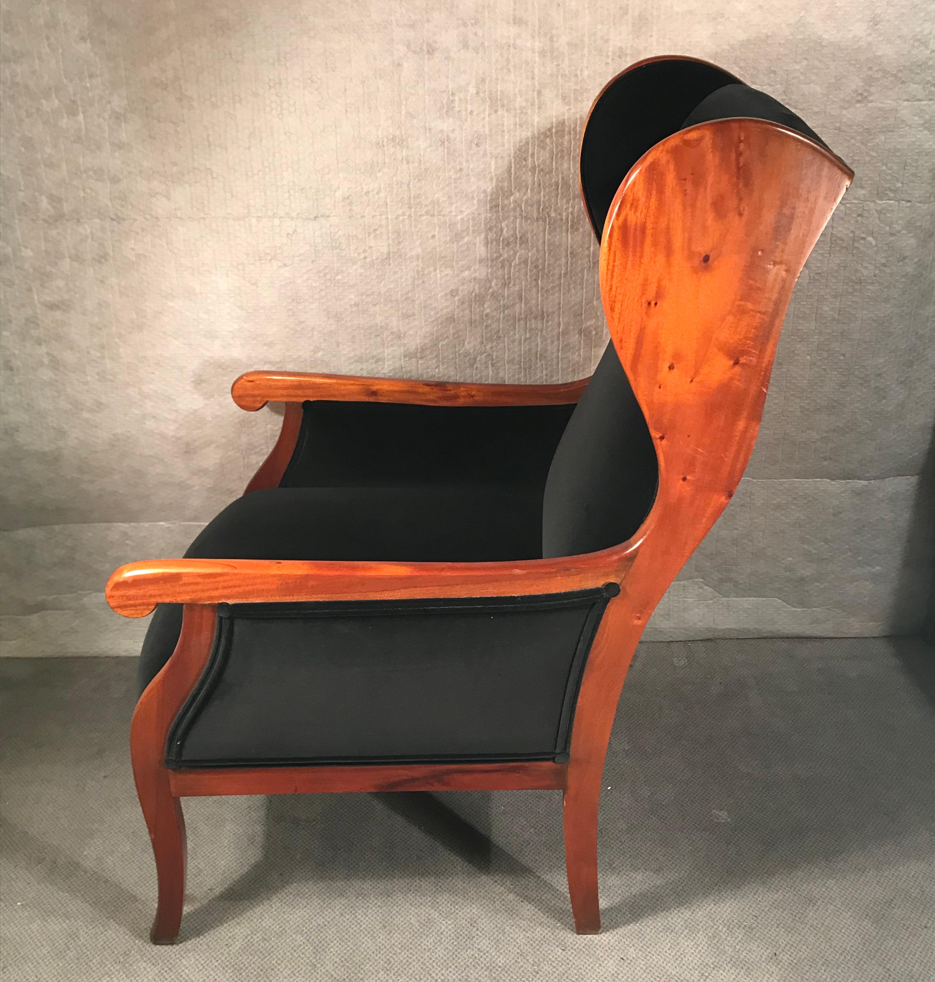 Yew Biedermeier Wingback Armchair, South German, 1840 For Sale