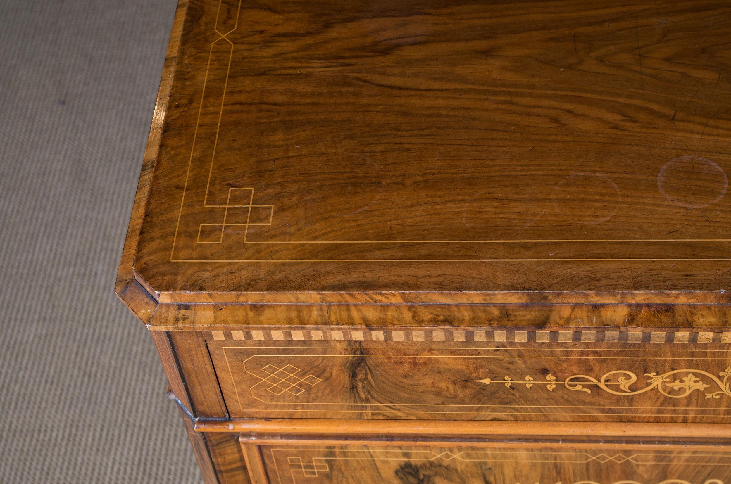 Biedermeier Writing Commode and Chest of Drawers circa 1850 with Fine Inlays 10