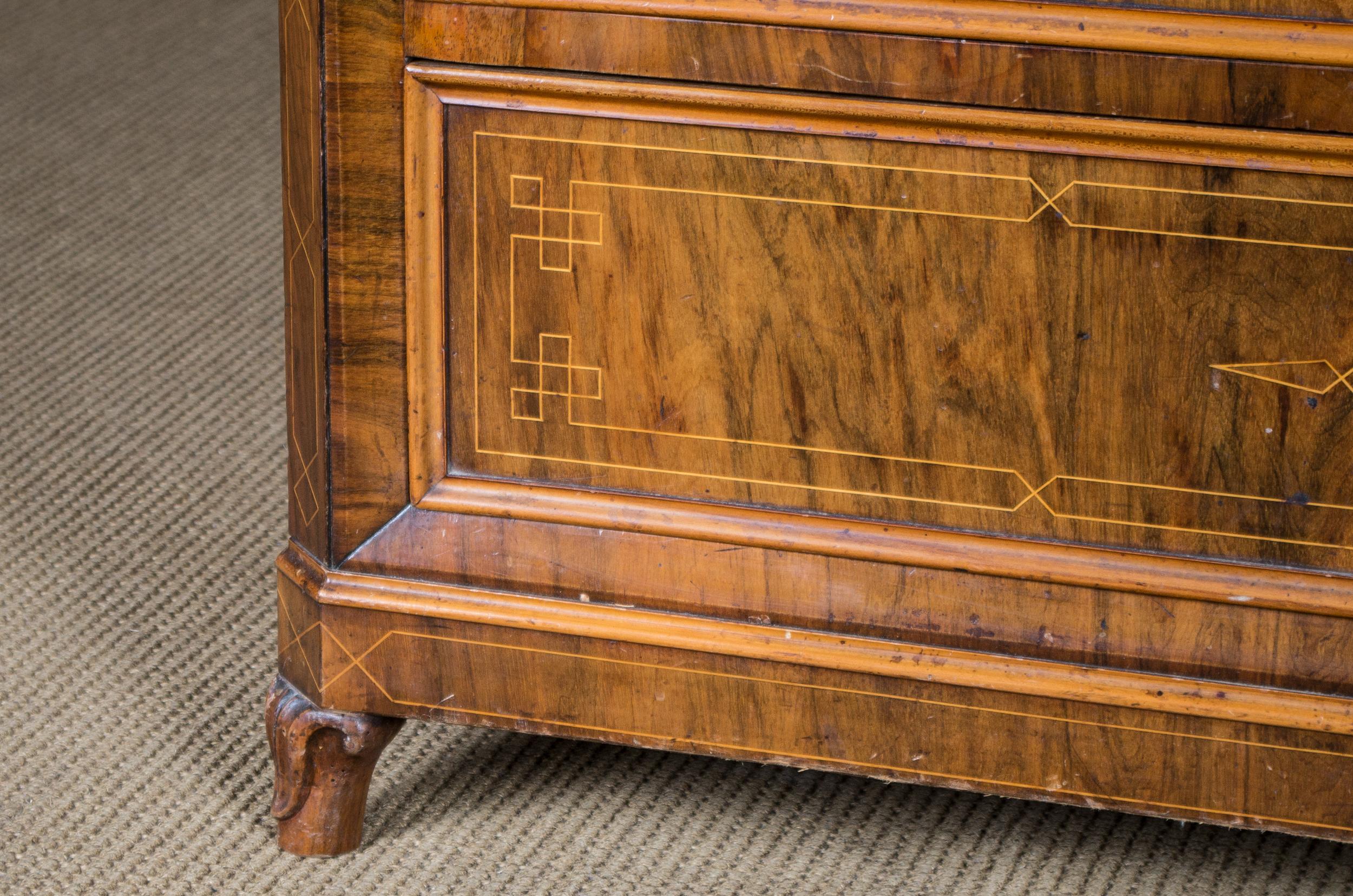 Biedermeier Writing Commode and Chest of Drawers circa 1850 with Fine Inlays 7