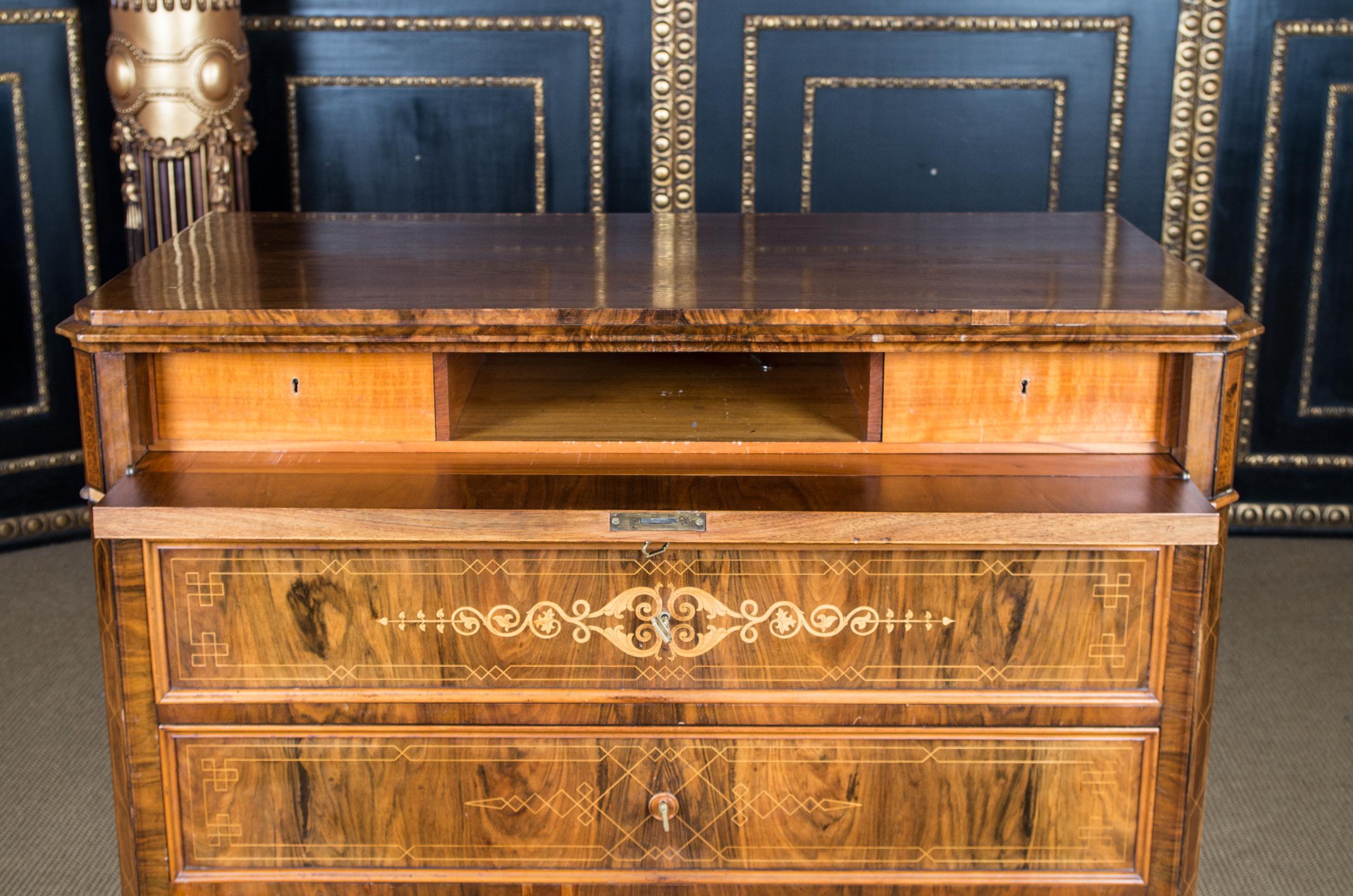 Biedermeier Writing Commode and Chest of Drawers circa 1850 with Fine Inlays 2