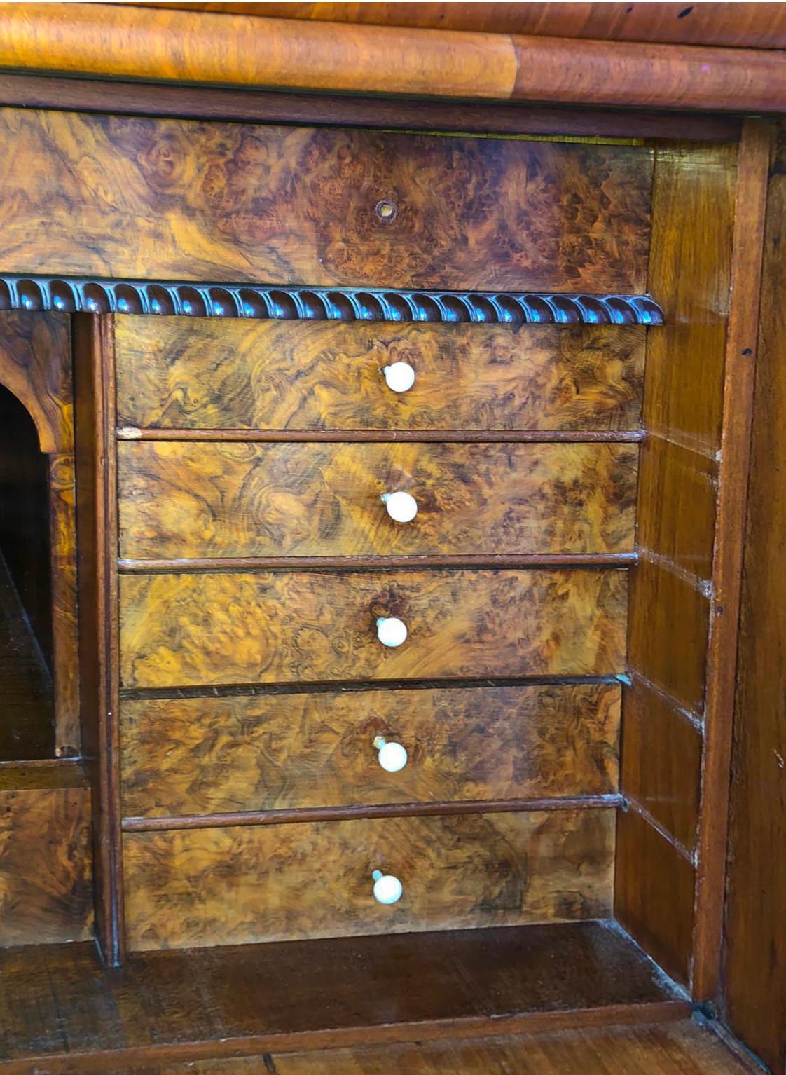 Carved Biedermeier Writing Desk Chiffonier Secrétaire Cabinet Swedish Ormolu Detail A