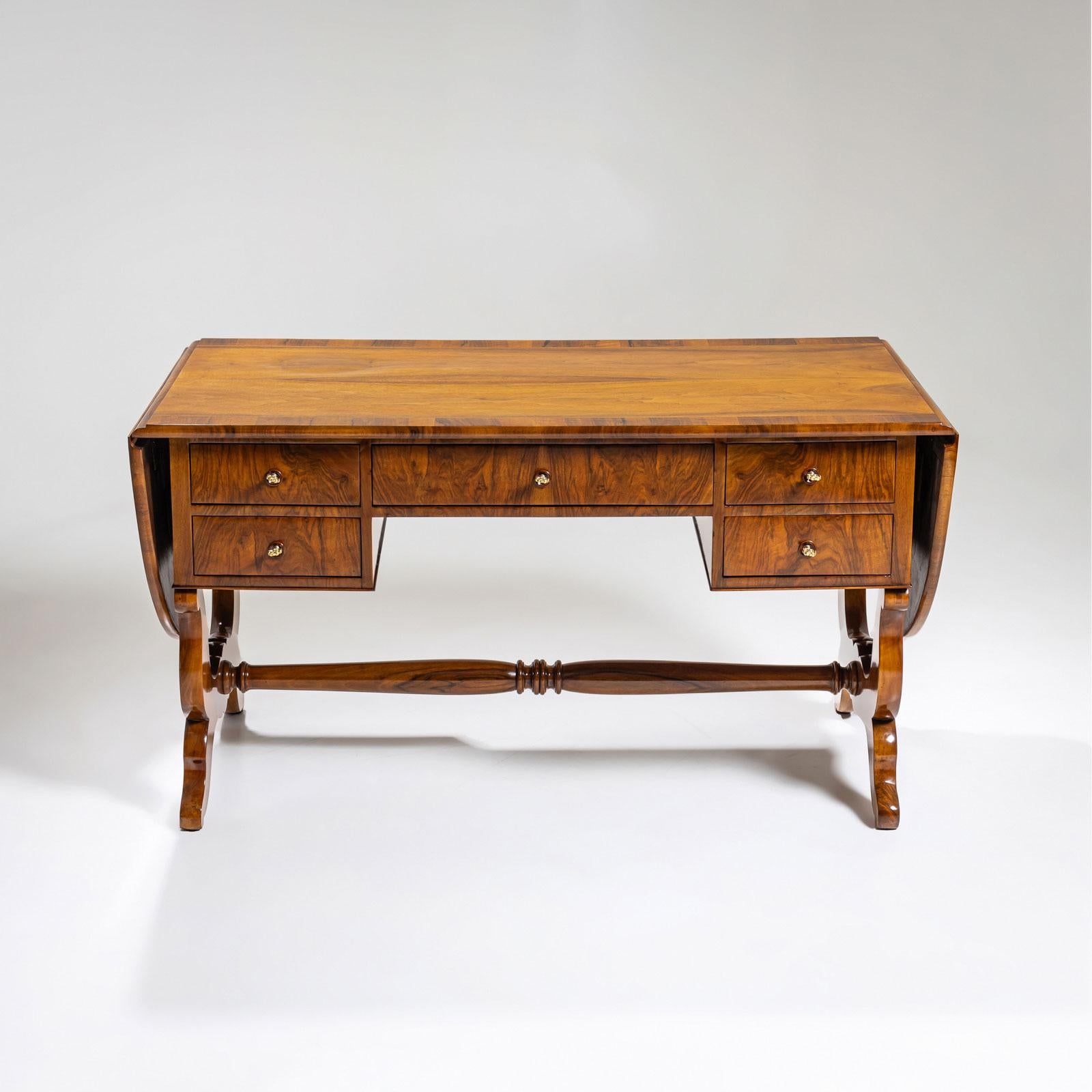 Veneer Biedermeier Writing Table, circa 1830 For Sale