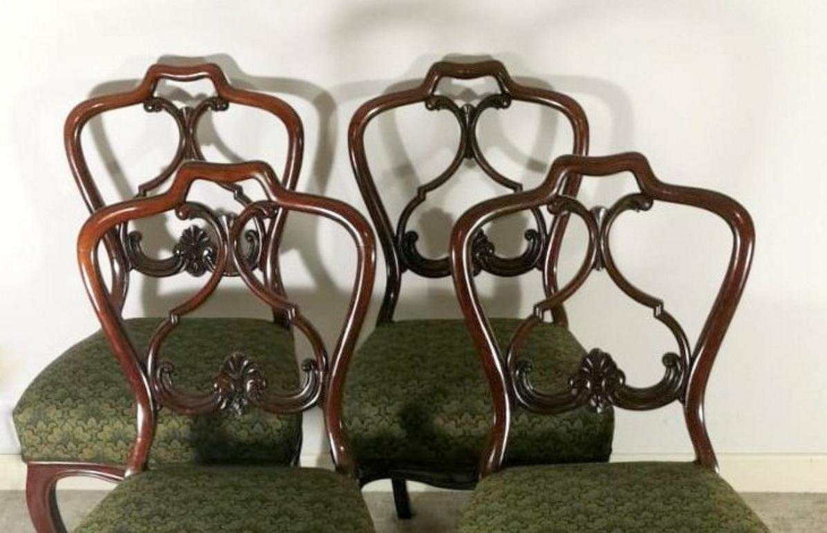 Hand-Carved Biedermeir Chairs 'set 4 pcs.' Danish Wood with 
