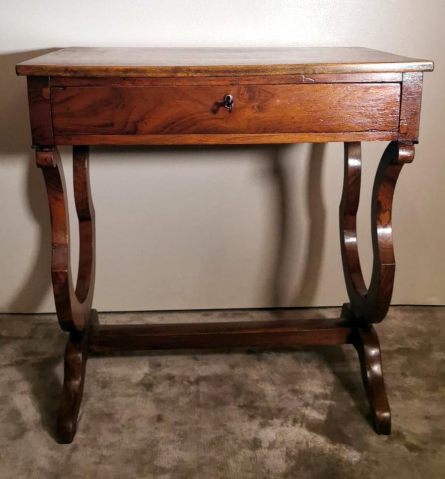 Hand-Crafted Biedermeir Style French Wooden Writing Desk-Table with Drawer