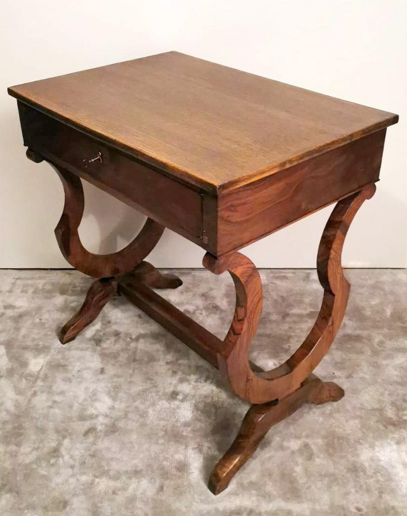 19th Century Biedermeir Style French Wooden Writing Desk-Table with Drawer