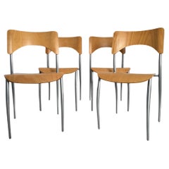 Bieffeplast Italy Bent Plywood Stackable Chairs- S/4