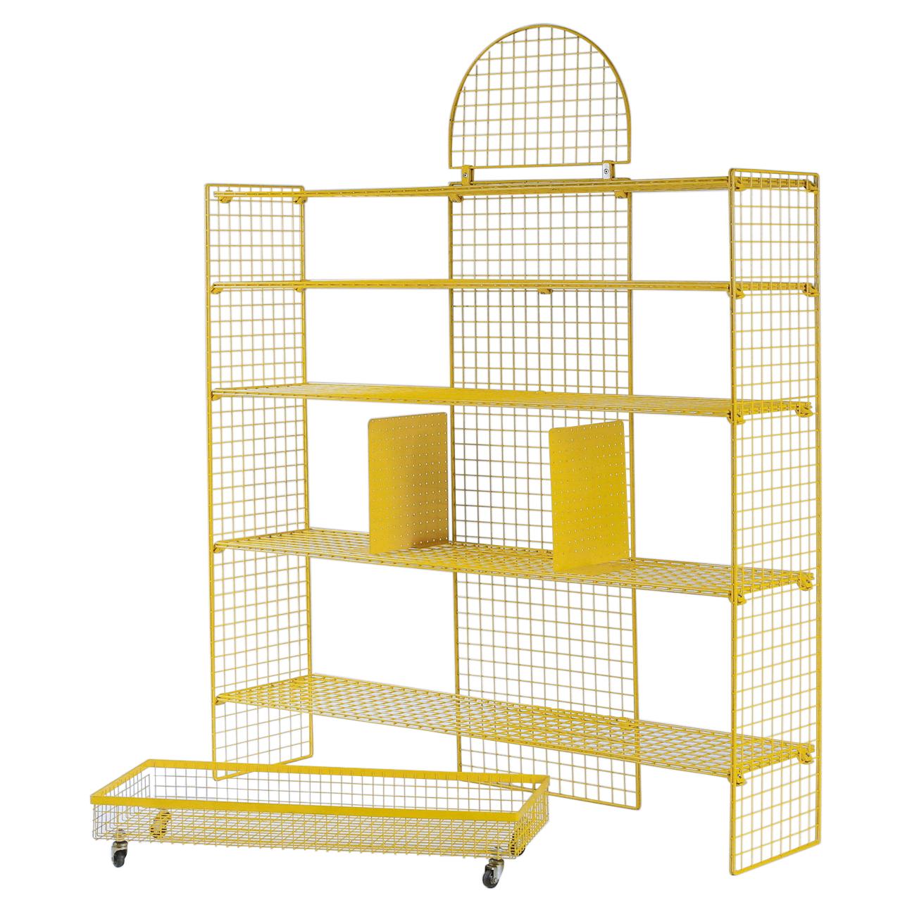 Bieffeplast Yellow Metal Shelve System, Post-Modern Italian Design, 1970