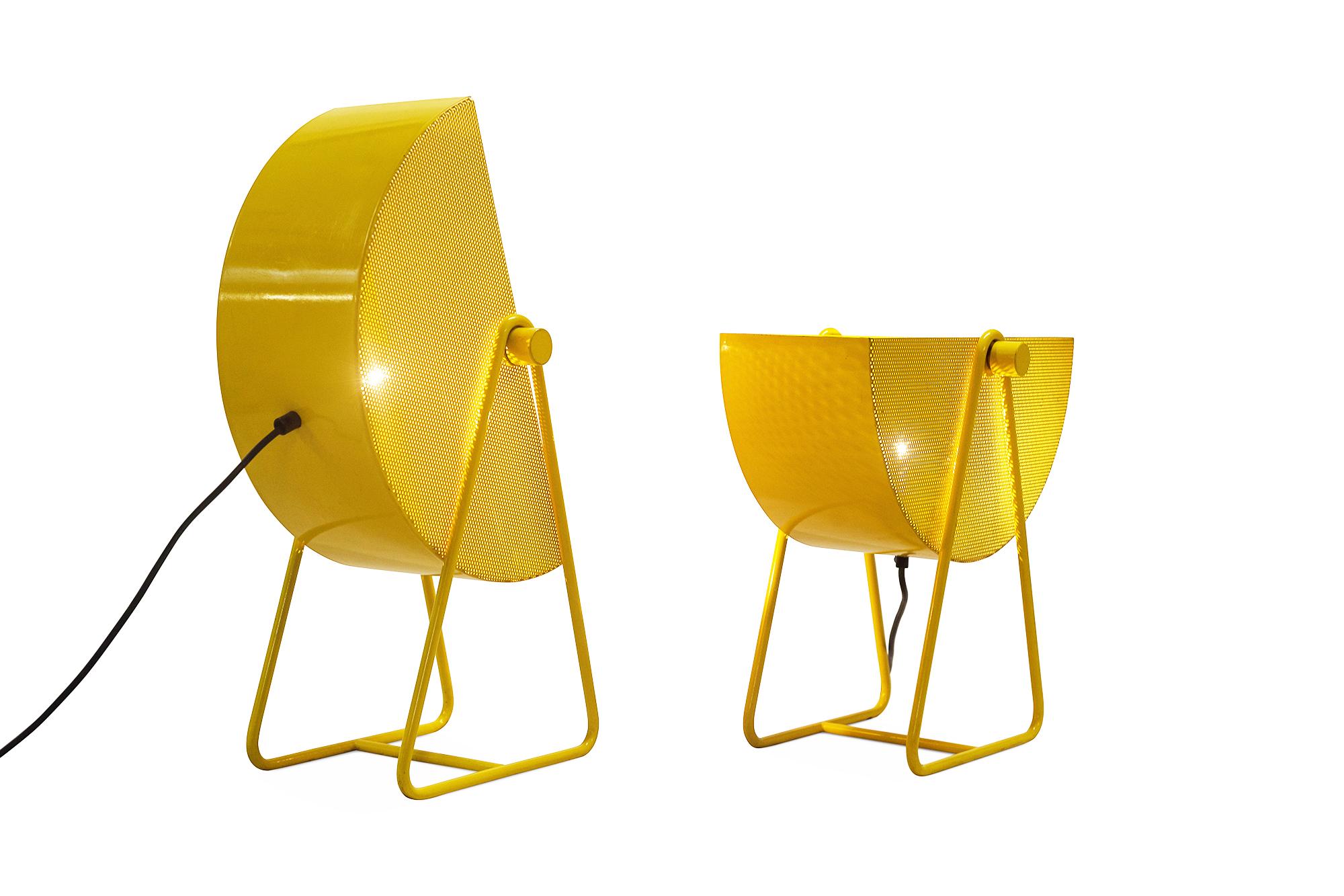 Italian Bieffeplast Yellow Table Lamps with Adjustable Shades, 1970s
