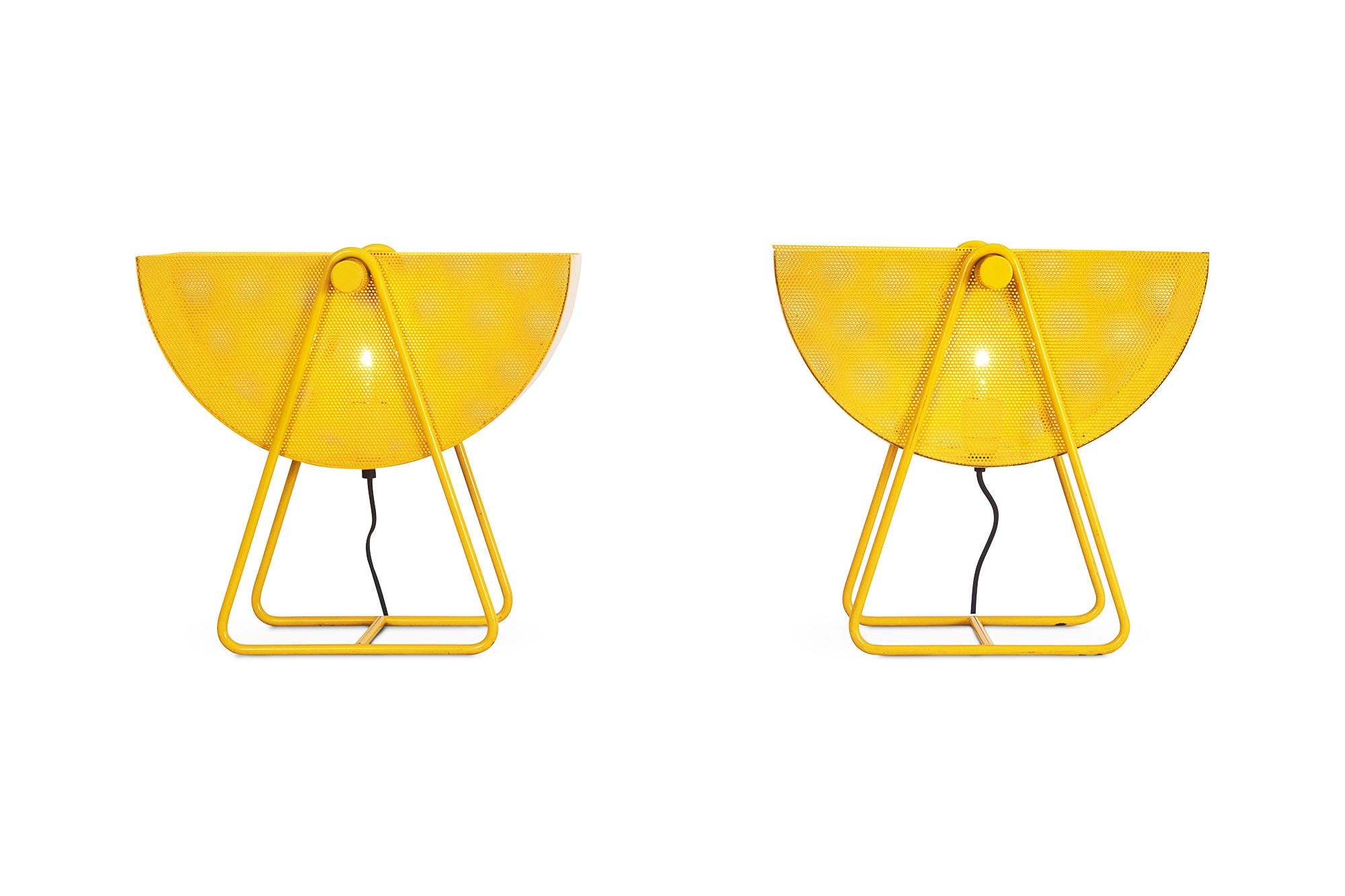 Metal Bieffeplast Yellow Table Lamps with Adjustable Shades, 1970s