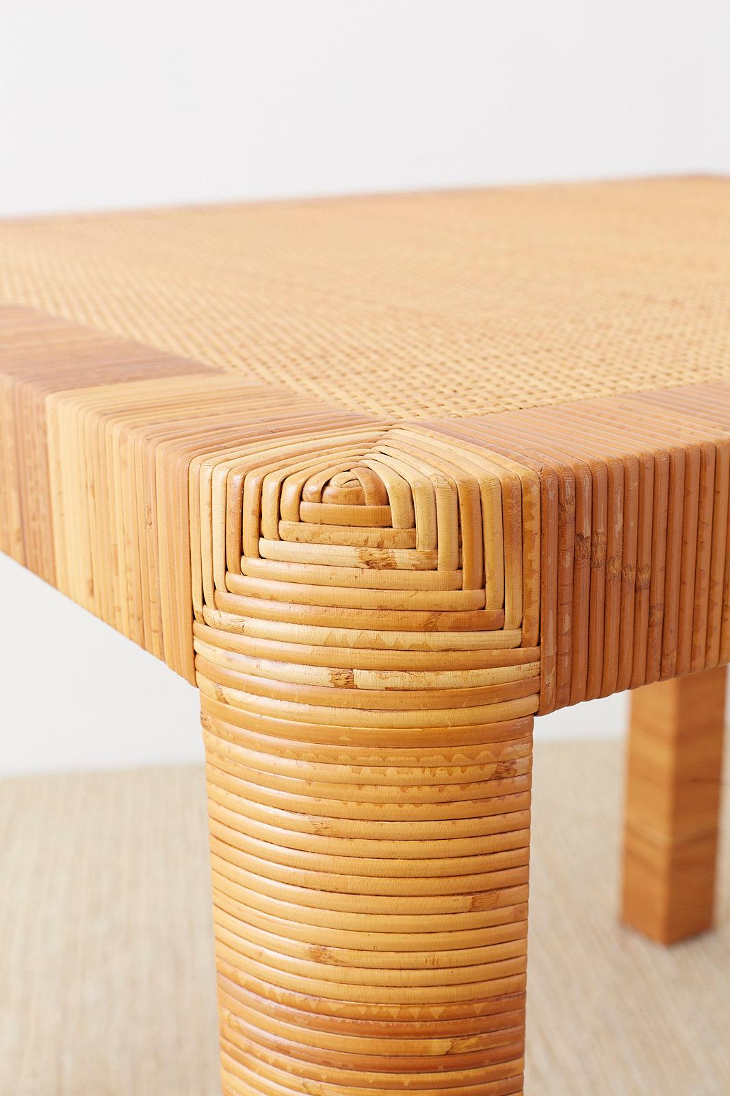 Bielecky Bamboo and Rattan Basket Weave Dining Breakfast Table 7