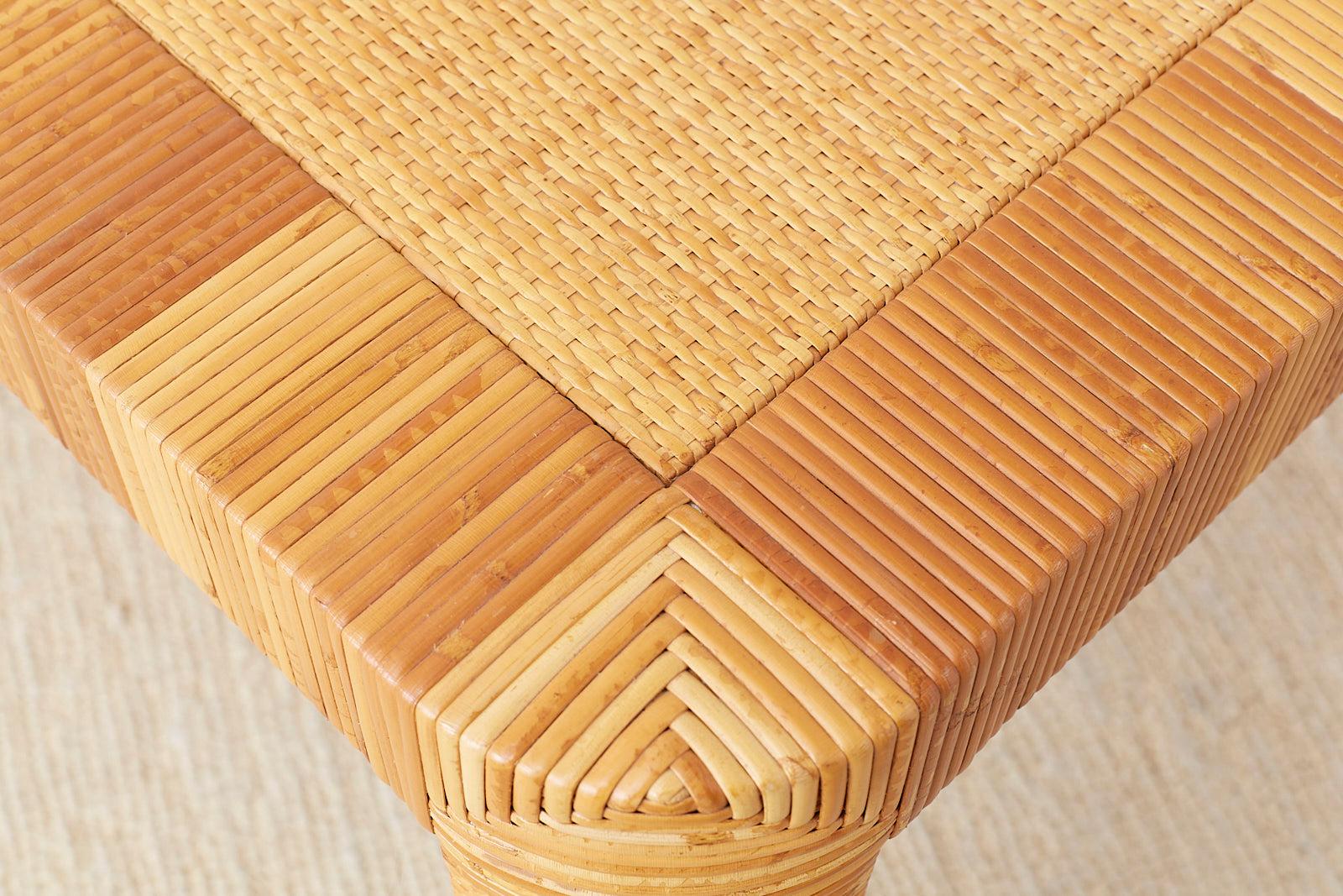 Bielecky Bamboo and Rattan Basket Weave Dining Breakfast Table 9