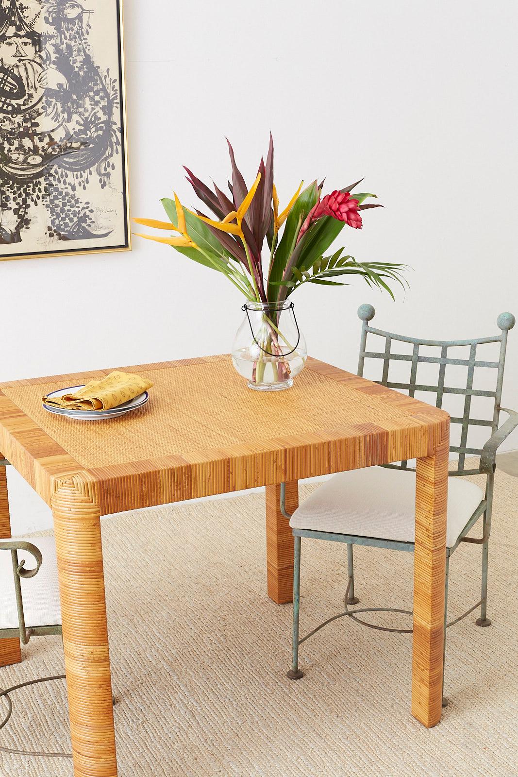 American Bielecky Bamboo and Rattan Basket Weave Dining Breakfast Table