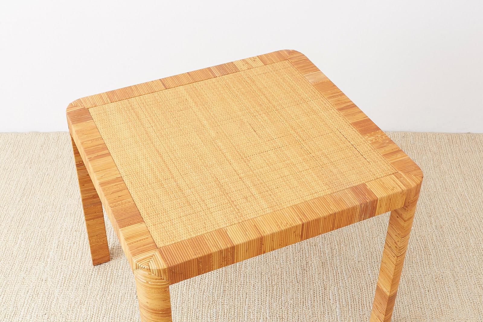 Hand-Woven Bielecky Bamboo and Rattan Basket Weave Dining Breakfast Table