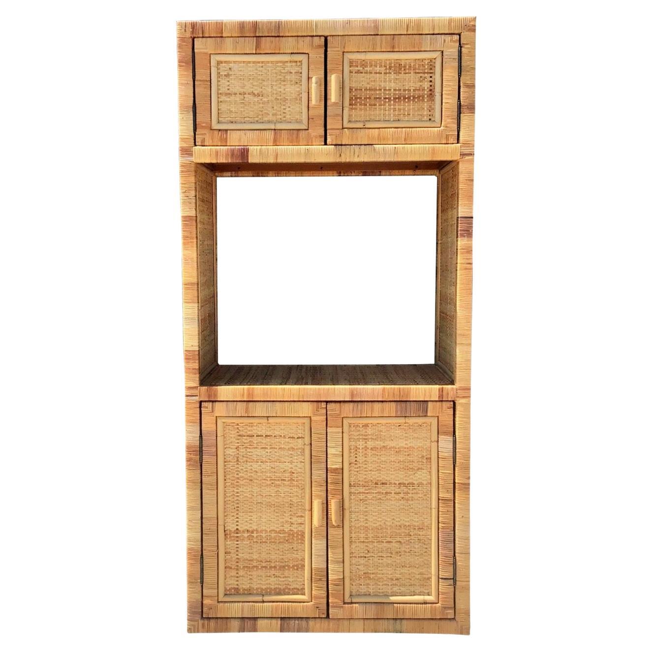 Bielecky Bothers Rattan Bar Etagere with Doors