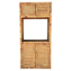 Bielecky Bothers Rattan Bar Etagere with Doors