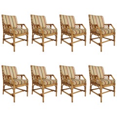 Bielecky Bros Set of Eight Rattan / Cane Dining Chairs