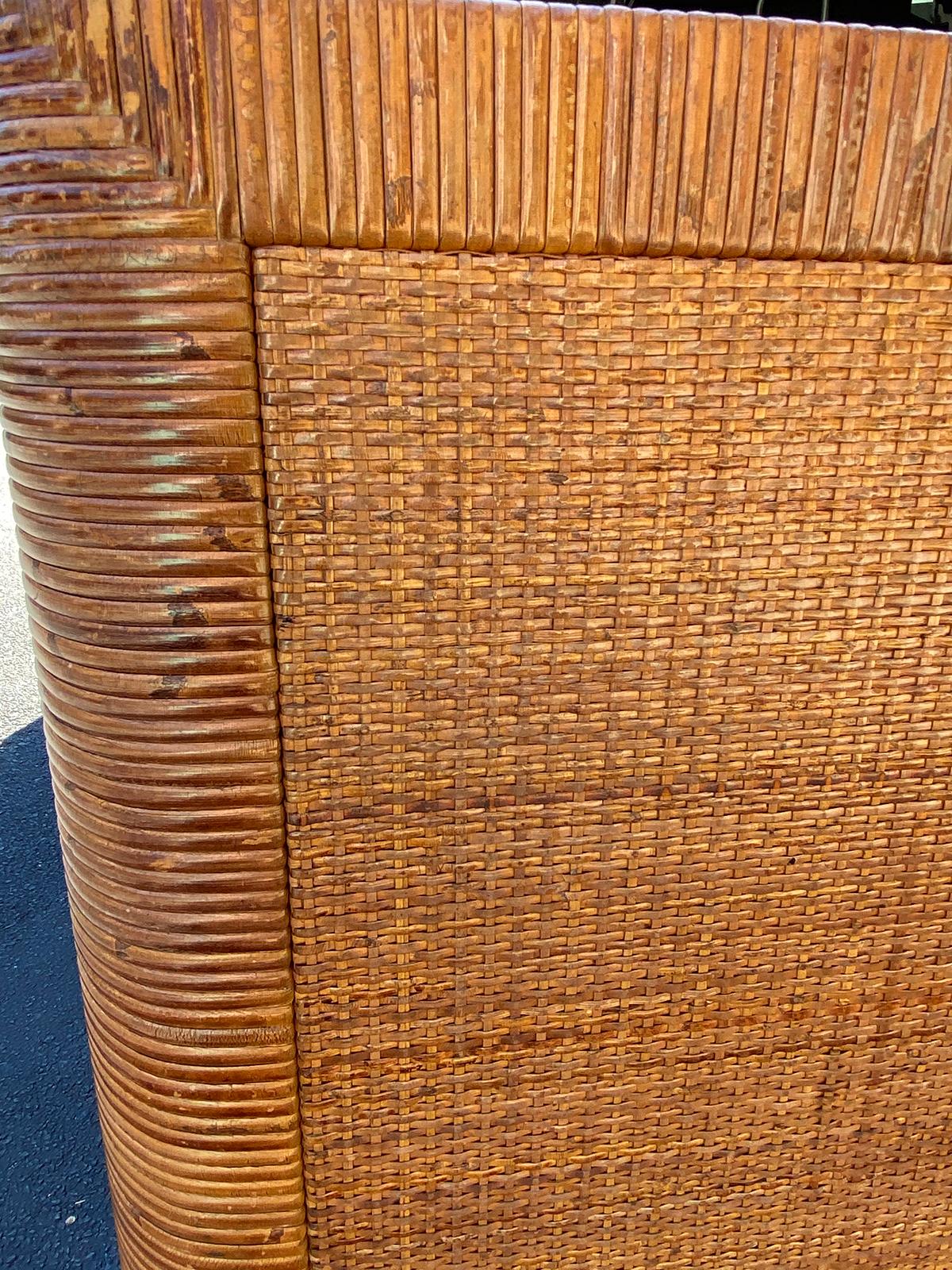 Bielecky Brothers Art Deco Style Rattan, Cane, Wicker Two-Door Cabinet, Labeled 4