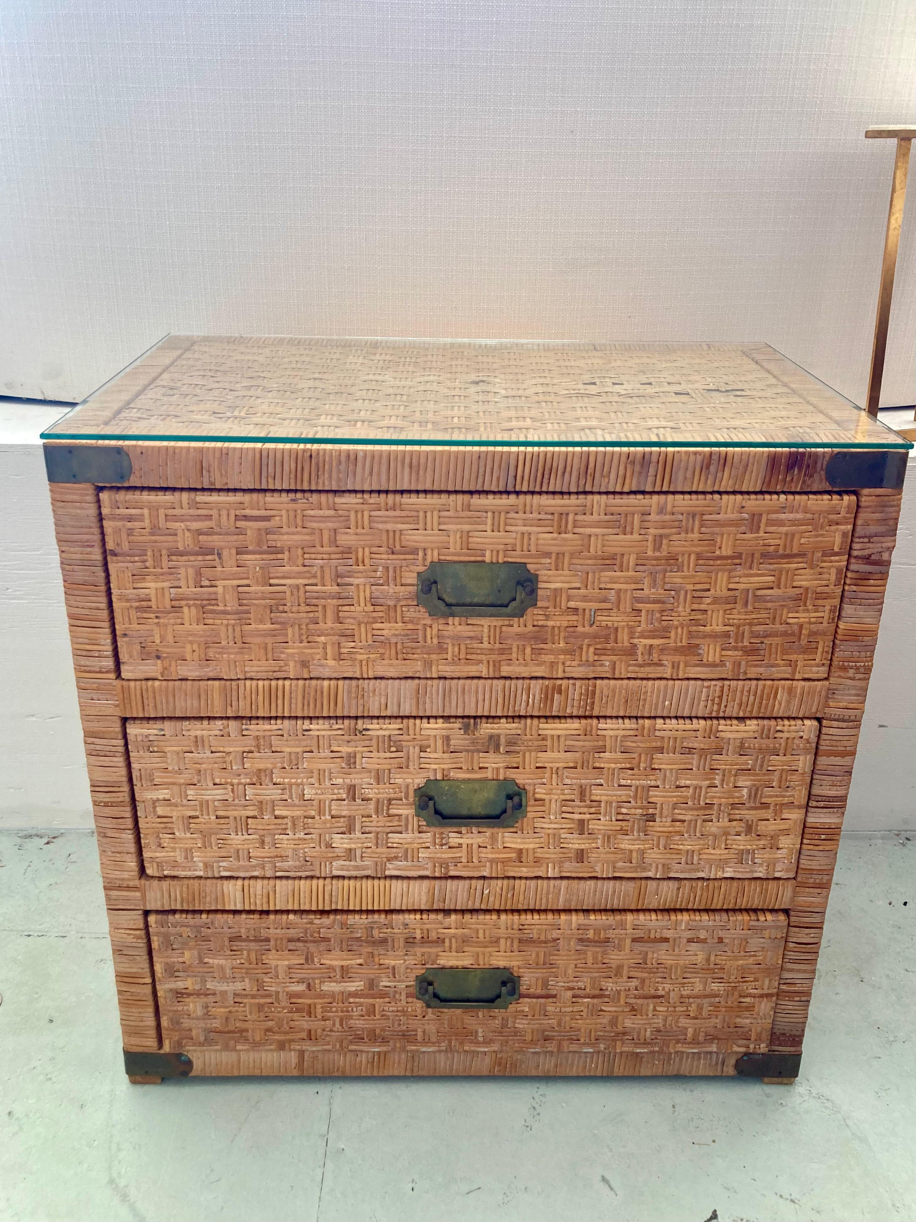 Modern Bielecky Brothers Billy Baldwin Rattan Chest