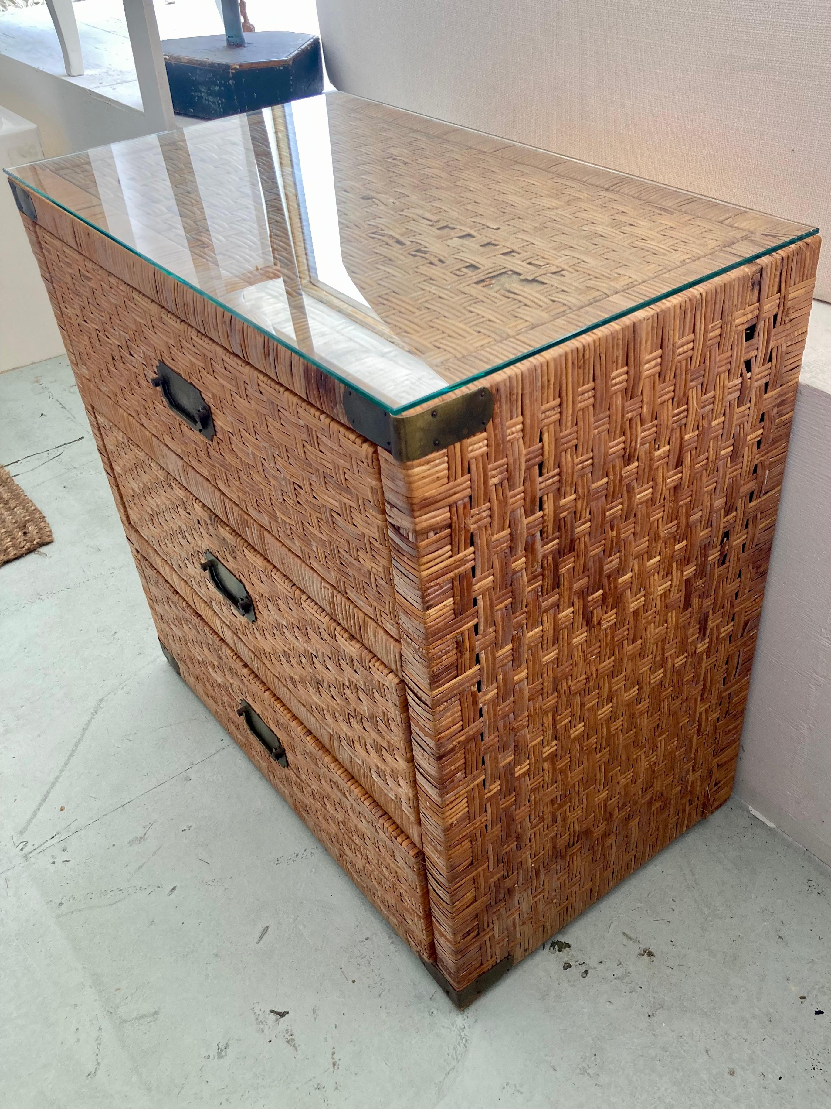 Brass Bielecky Brothers Billy Baldwin Rattan Chest