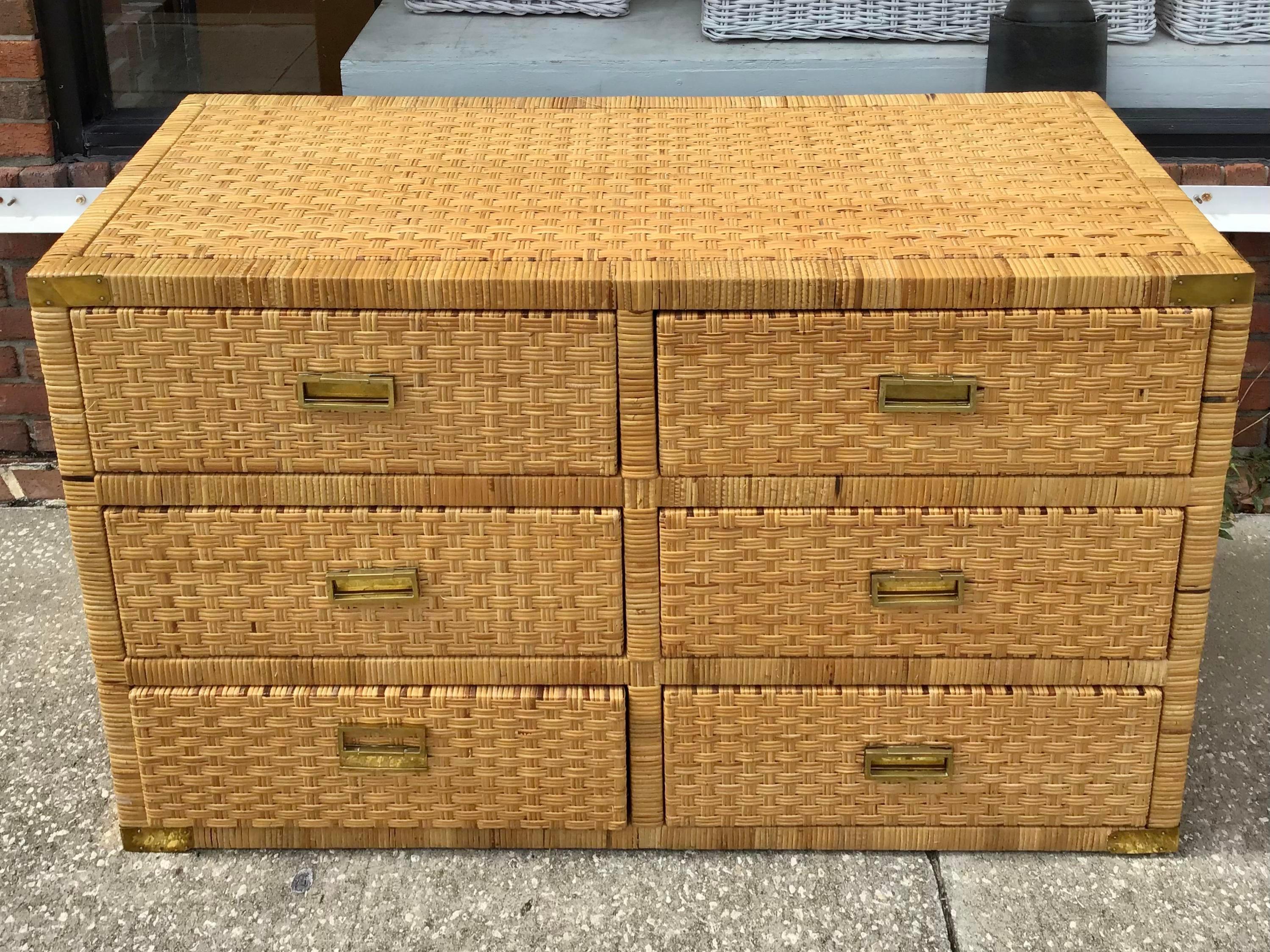 Modern Bielecky Brothers Boho Chic Rattan Double Dresser