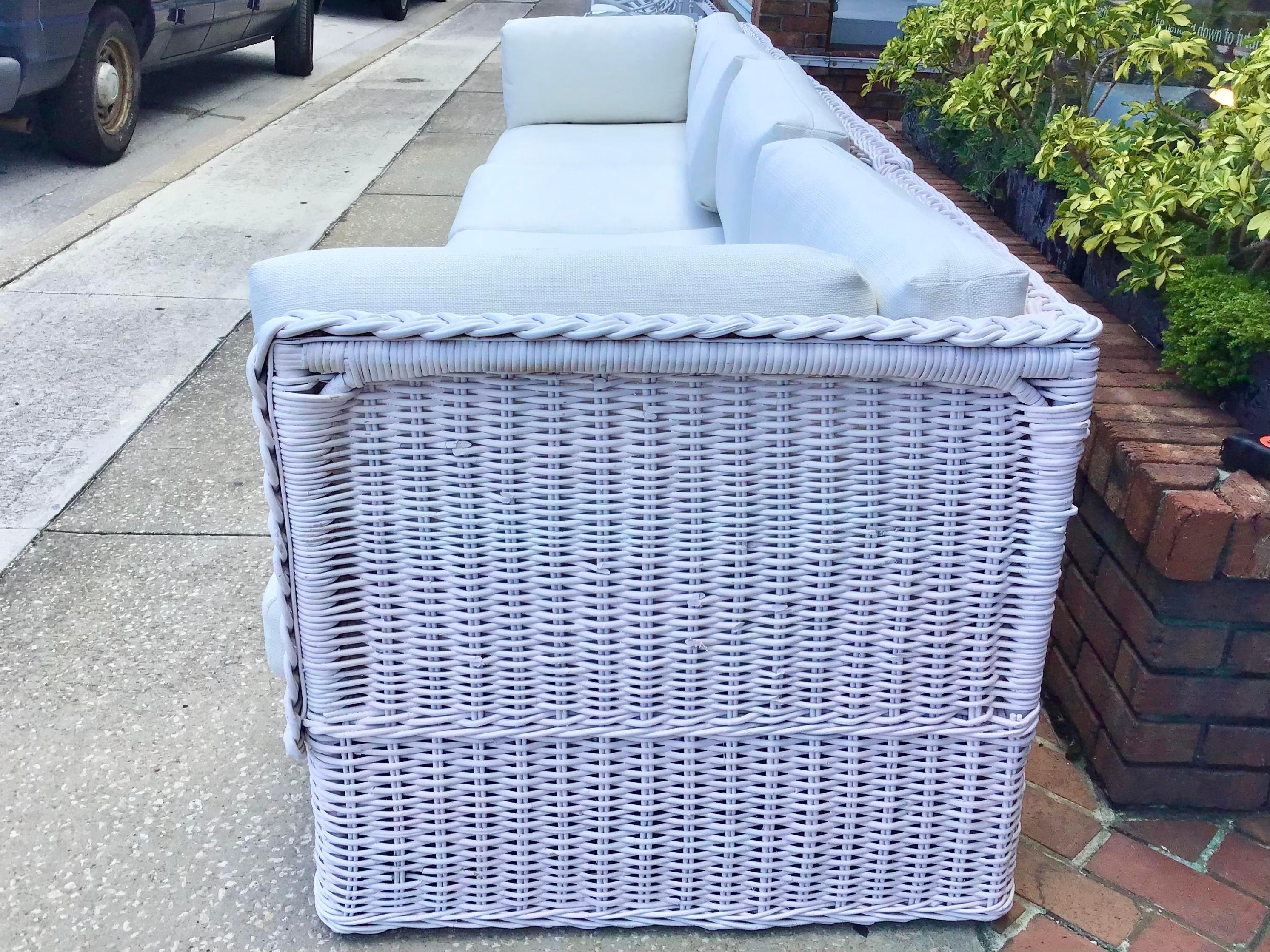 Bielecky Brothers Boho Chic White Rattan Four Piece Modular Sectional In Good Condition In Los Angeles, CA