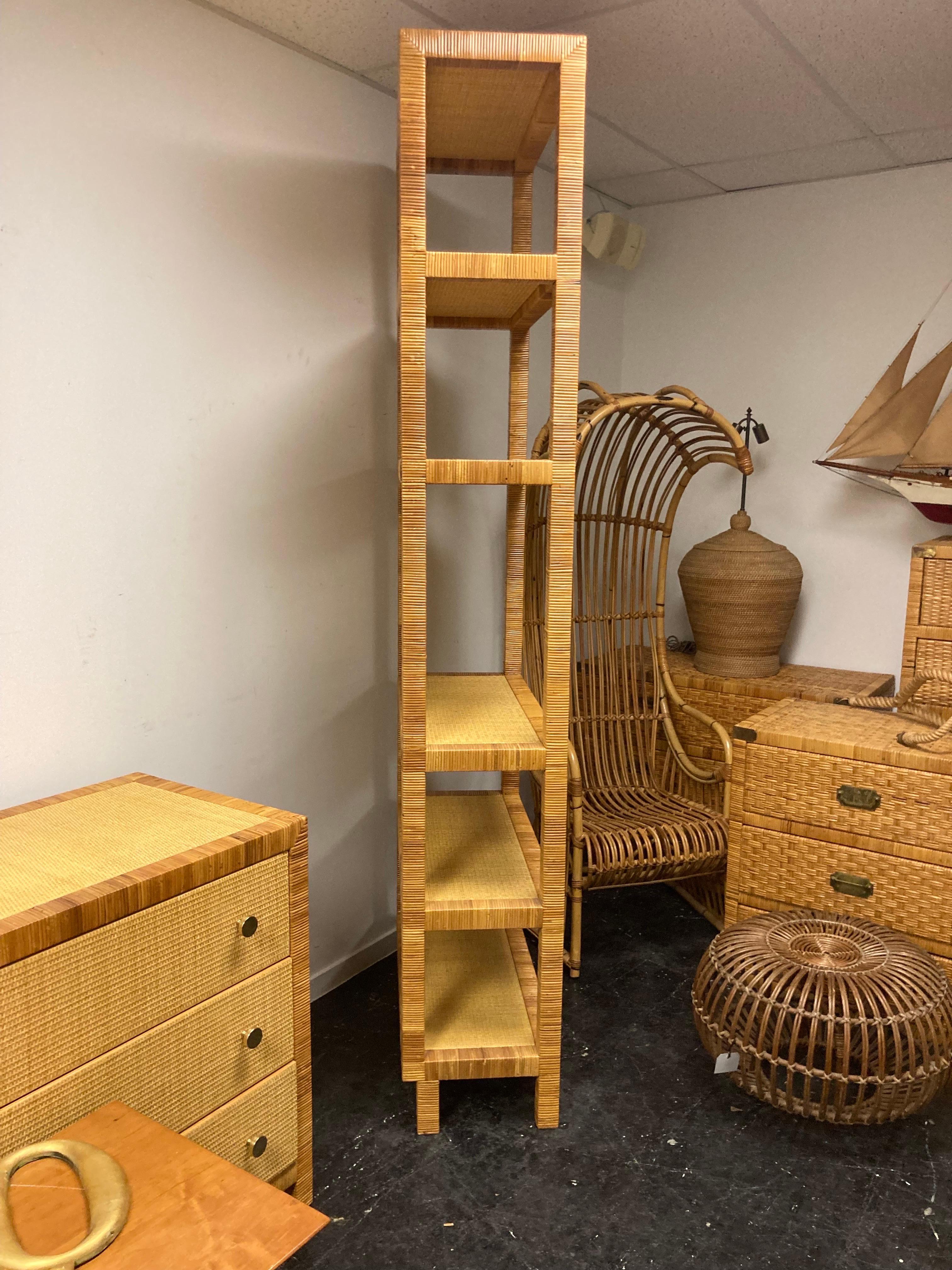 Bielecky Brothers Cane and Rattan Etagere In Good Condition For Sale In East Hampton, NY
