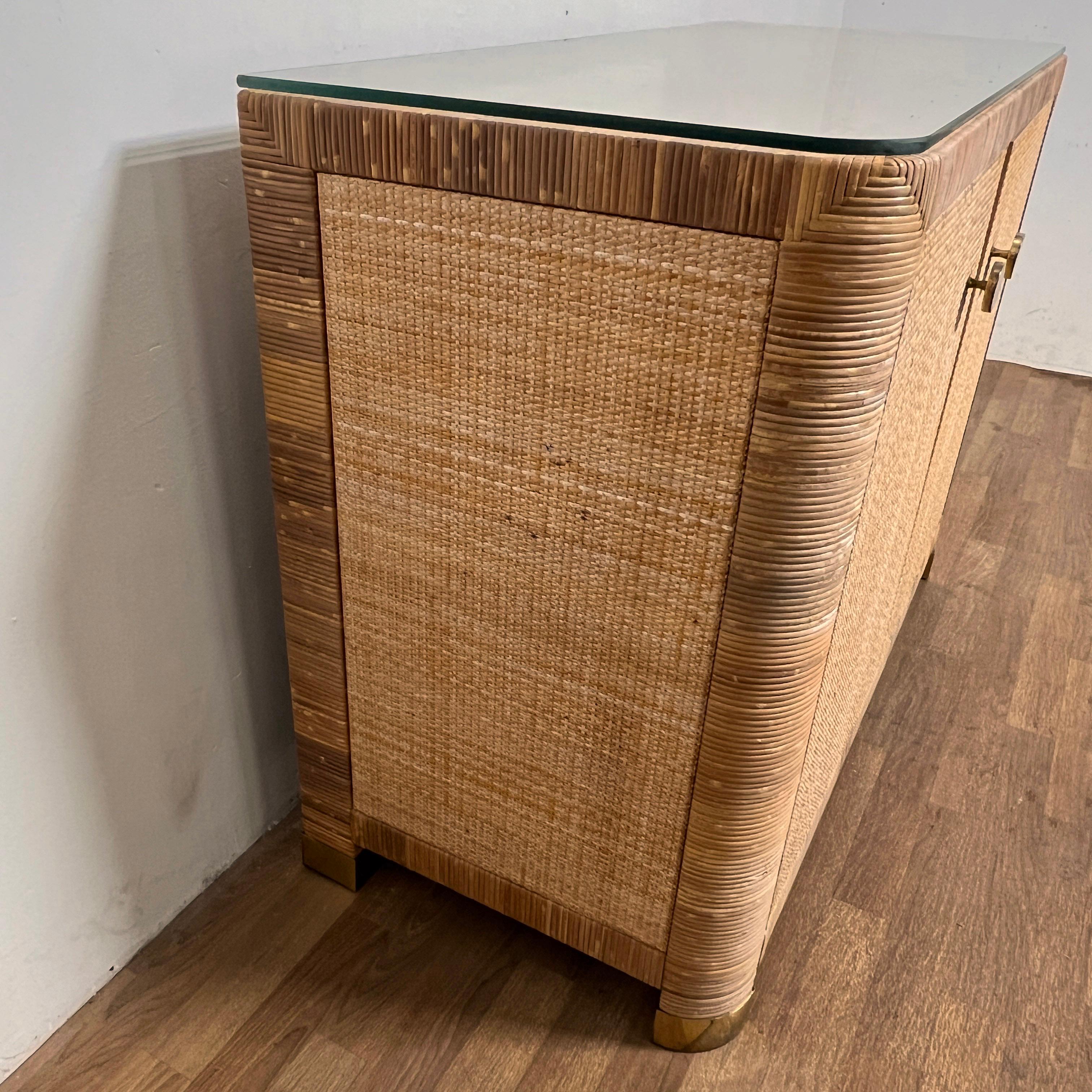Bielecky Brothers Cane and Rattan Wrapped Cabinet, Circa 1980s For Sale 4