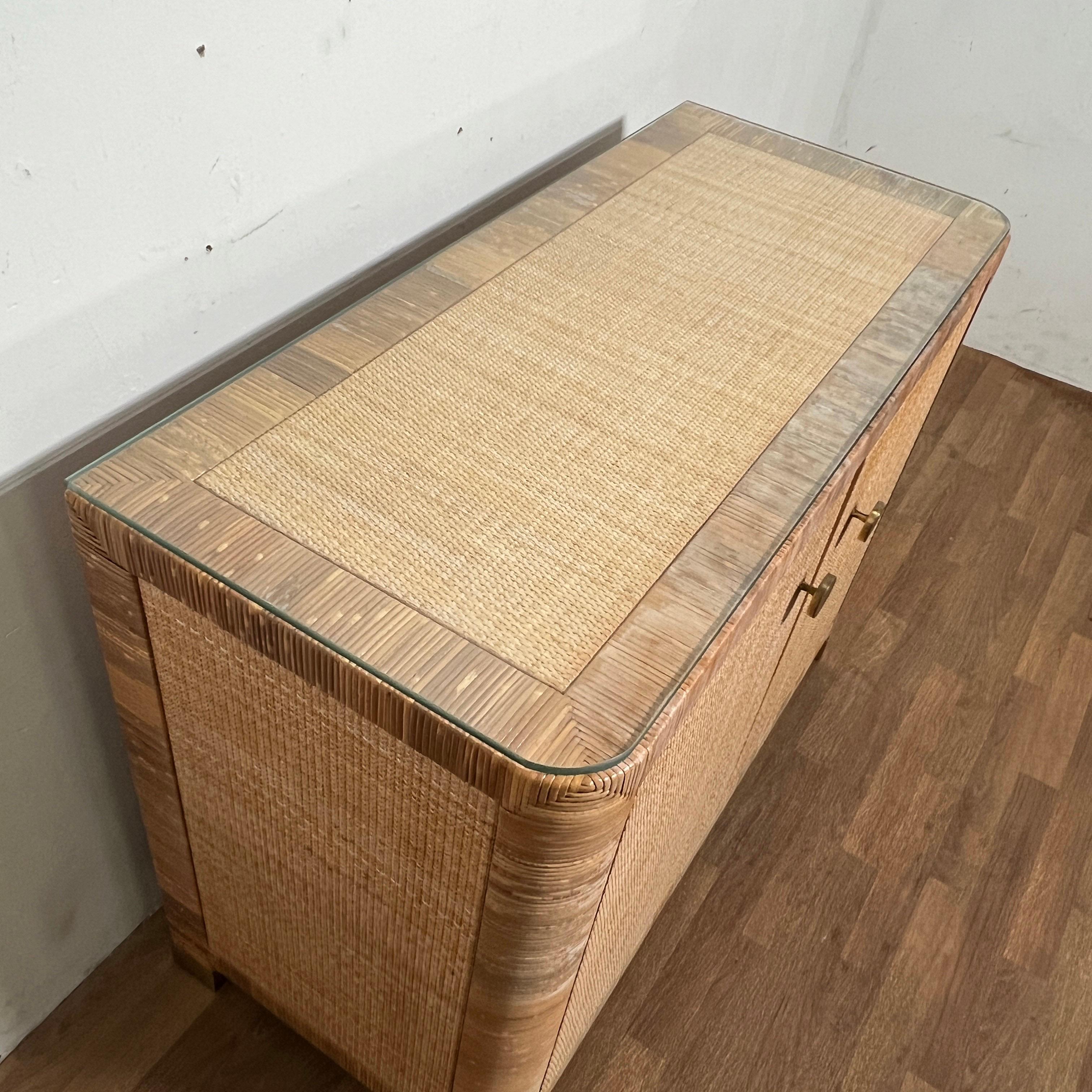 Late 20th Century Bielecky Brothers Cane and Rattan Wrapped Cabinet, Circa 1980s For Sale