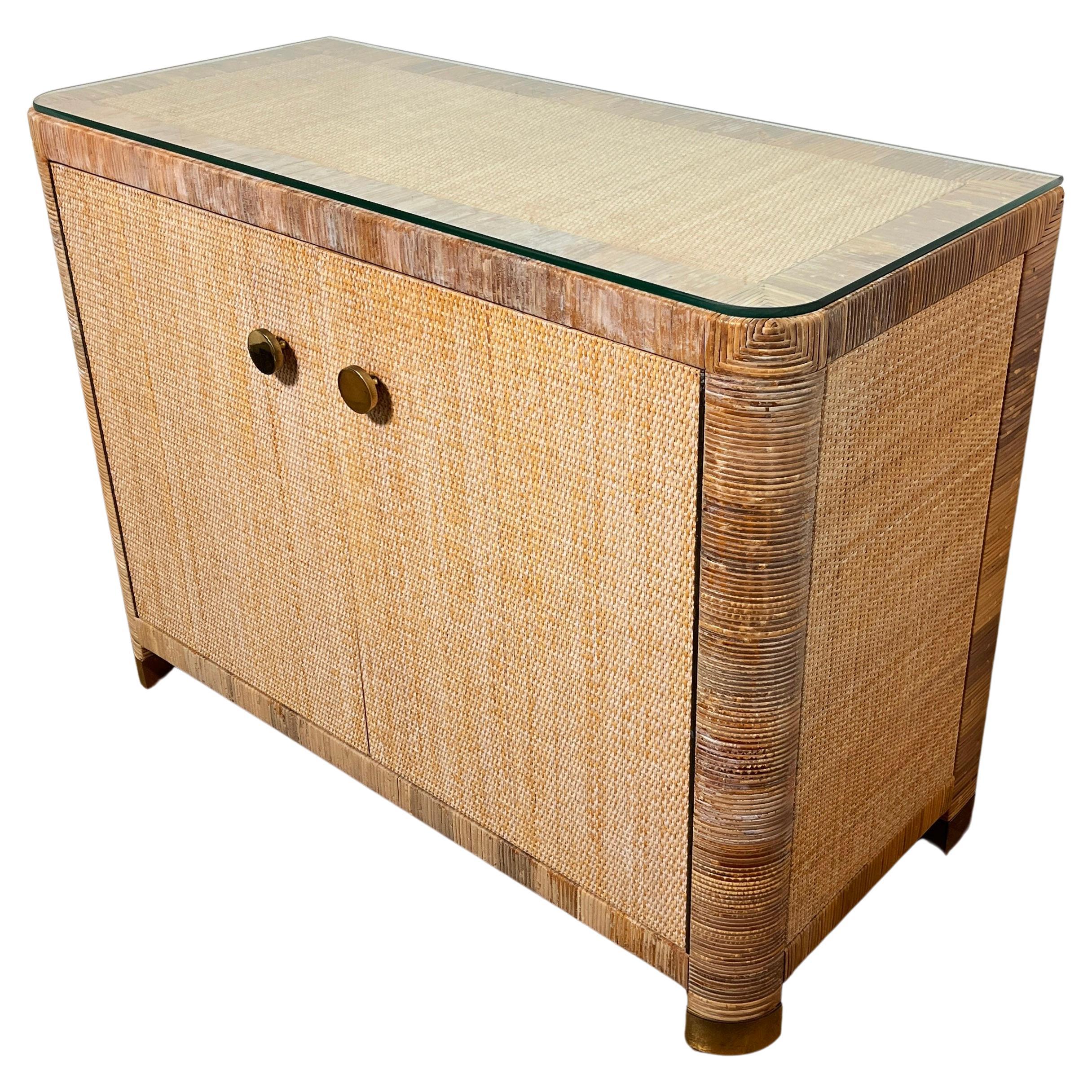 Bielecky Brothers Cane and Rattan Wrapped Cabinet, Circa 1980s