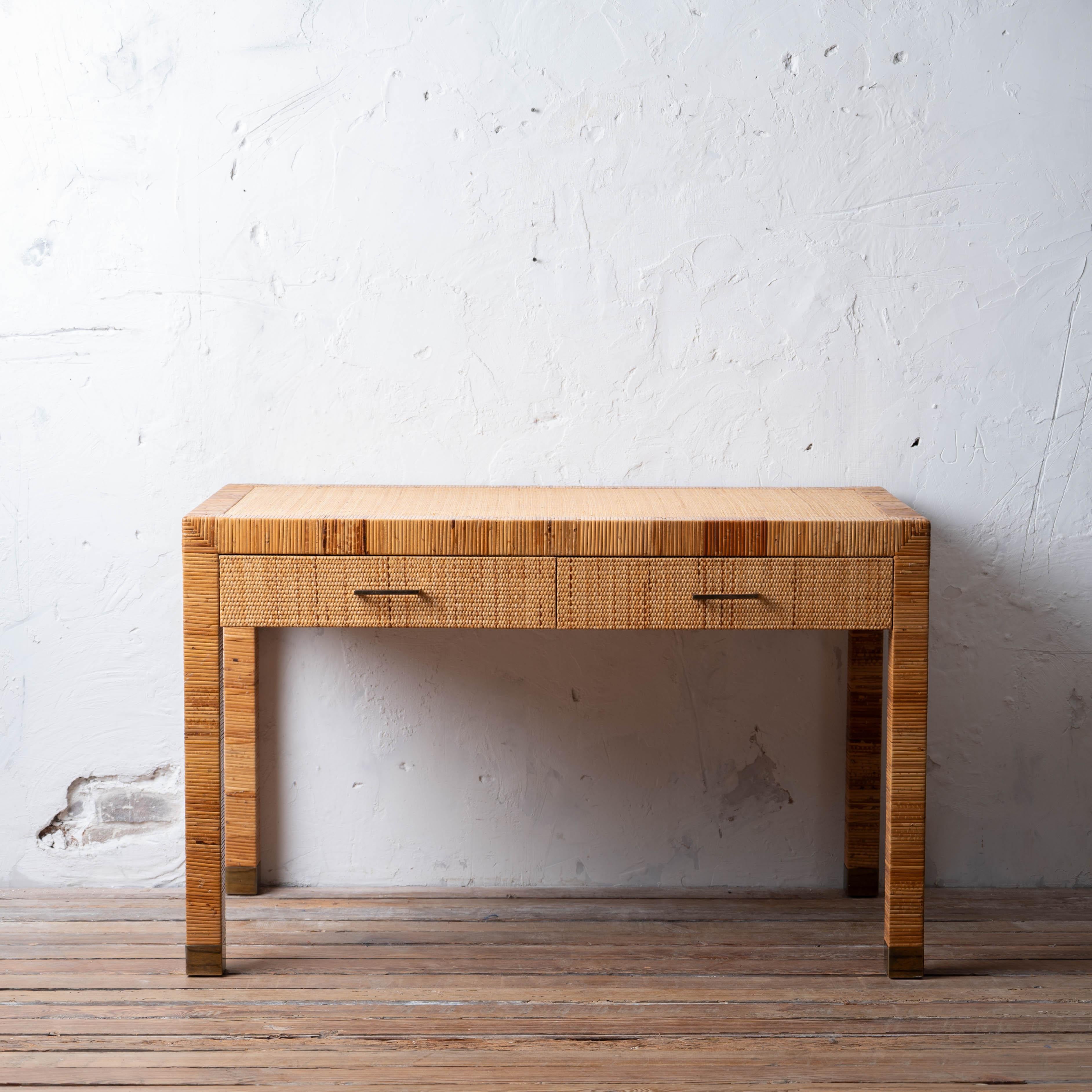 Mid-Century Modern Bielecky Brothers Cane Writing Table For Sale