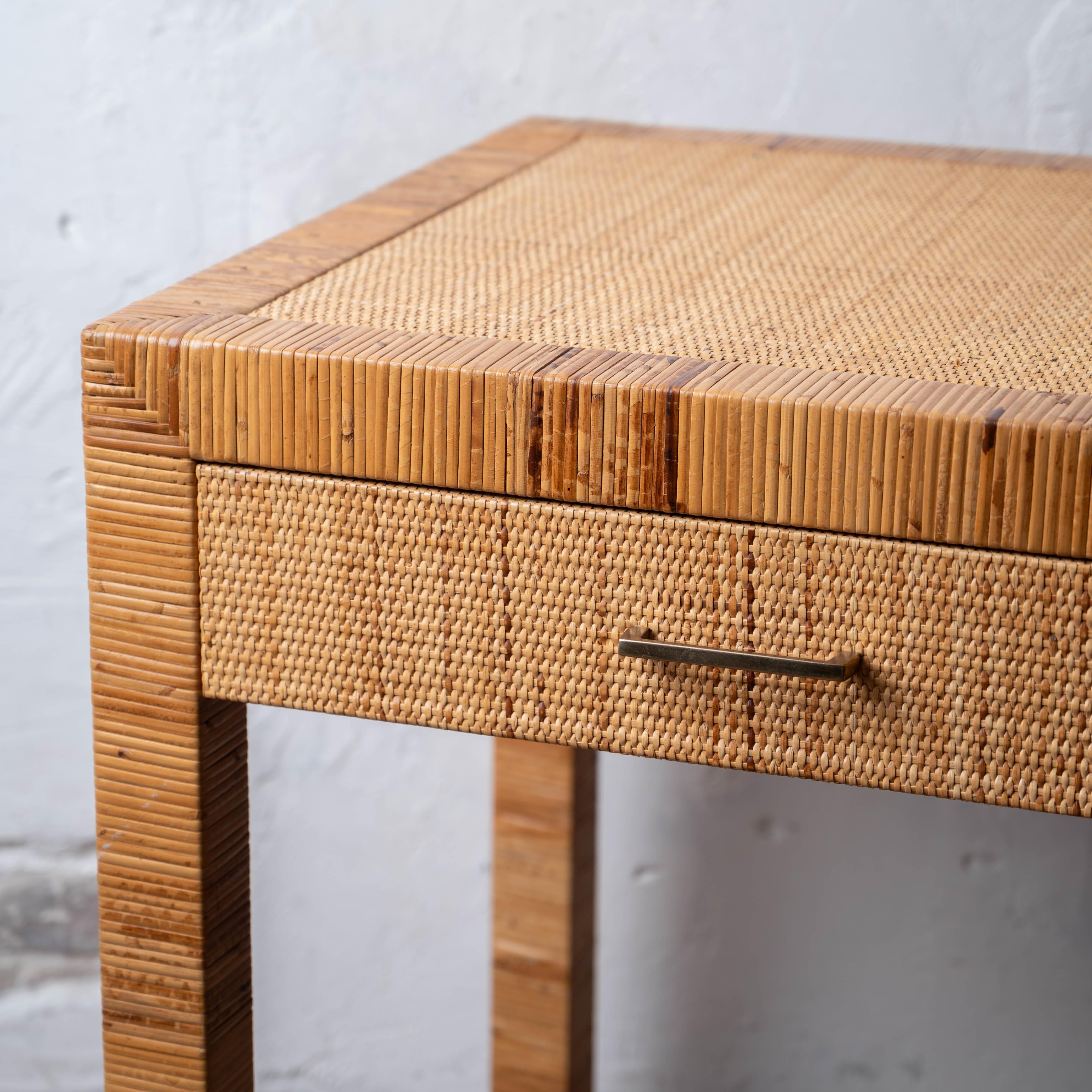 American Bielecky Brothers Cane Writing Table For Sale